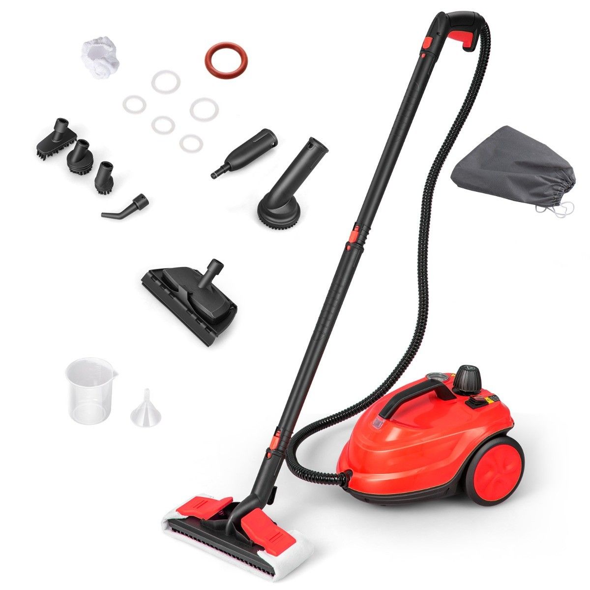 Coast Nettoyeur vapeur portable 2000W Rouge - 37 x 26 x 25 cm - 5 Bar - 1.8 Liter - 15-Pièces