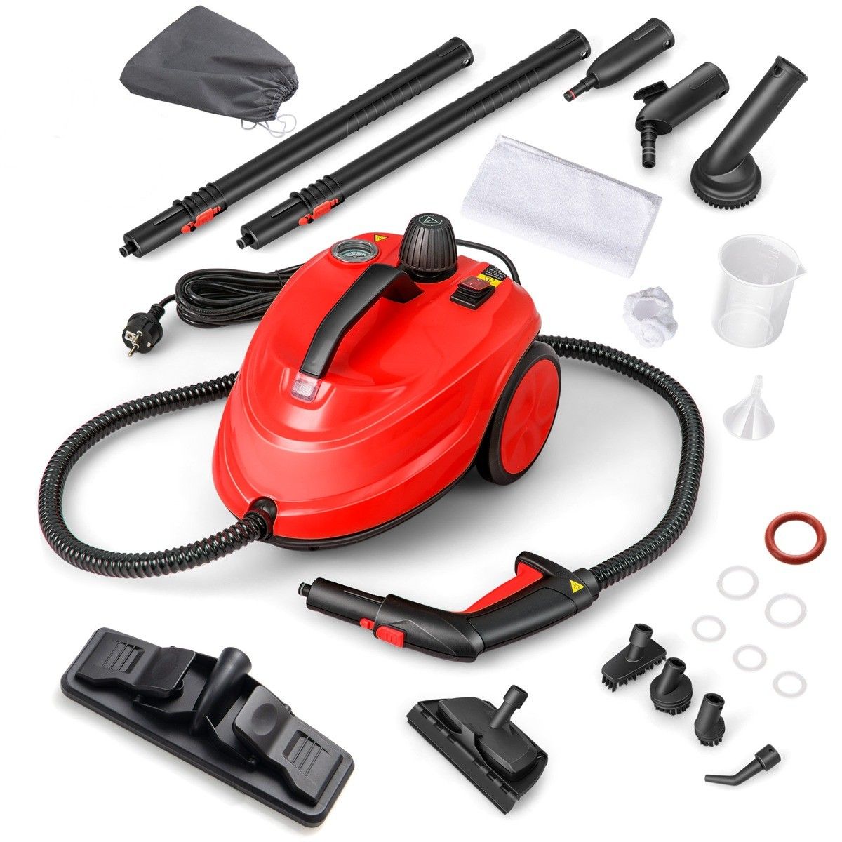 Coast Nettoyeur vapeur portable 2000W Rouge - 37 x 26 x 25 cm - 5 Bar - 1.8 Liter - 15-Pièces