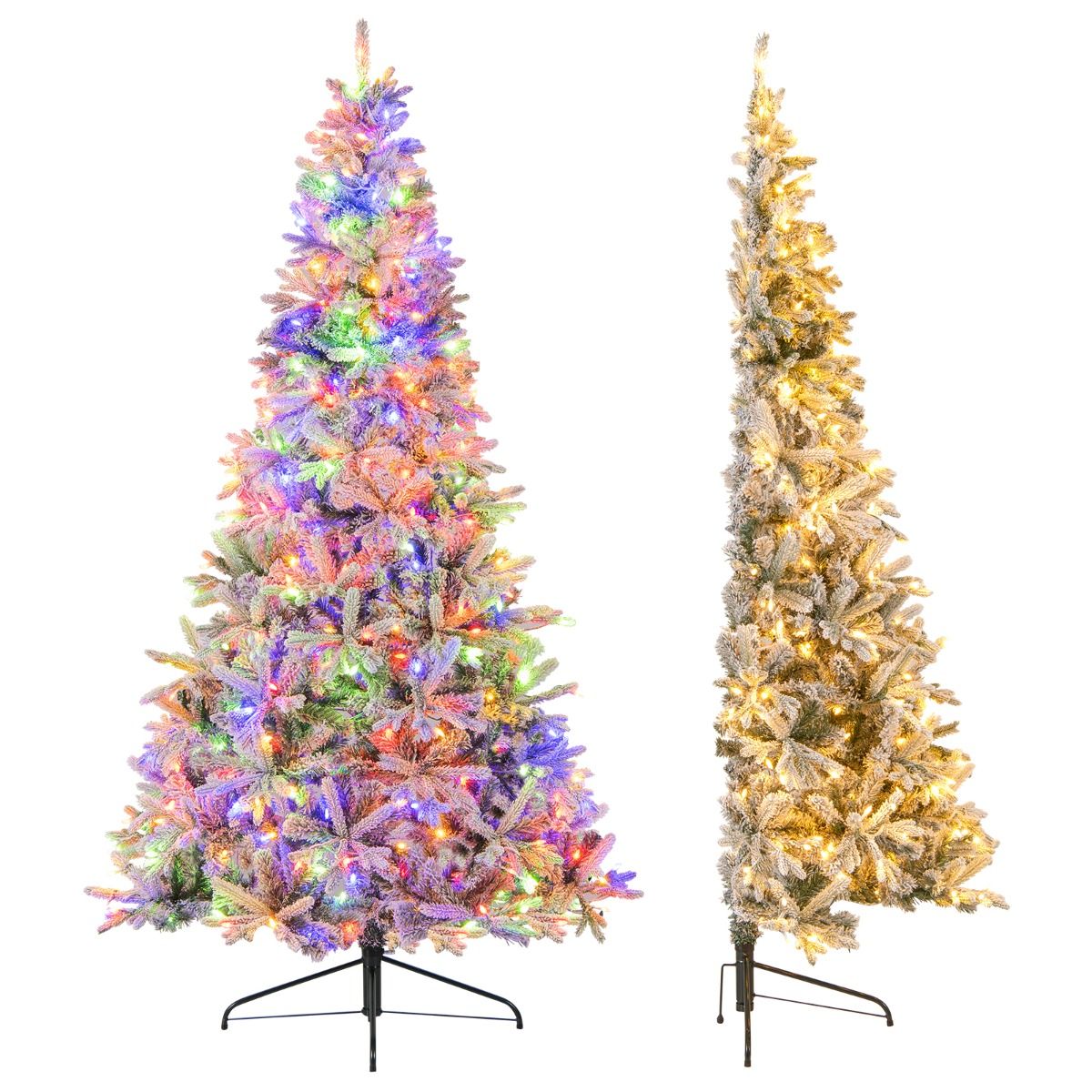 Coast Half Artificial Christmas Tree Pre-lit 210 cm - Snow Effect - White/Green - 126 x 63 x 210 cmCoast Half Artificial Christmas Tree Pre-lit 210 cm - Snow Effect - White/Green - 126 x 63 x 210 cm