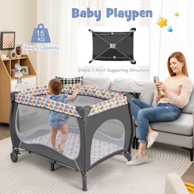 Coast Parking Bed avec table à langer et matelas - 102x72 cm - Grey