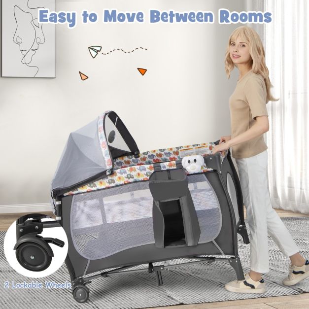 Coast Parking Bed avec table à langer et matelas - 102x72 cm - Grey