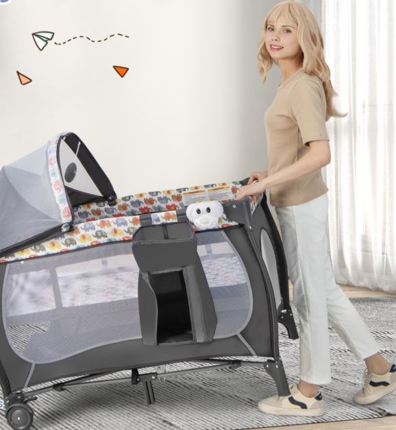Coast Parking Bed avec table à langer et matelas - 102x72 cm - Grey