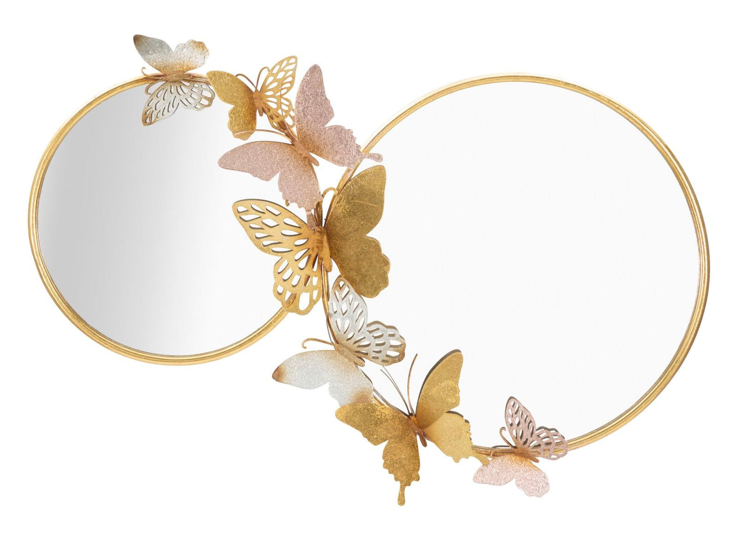 Atmosphera Miroir mural double farfalle - Rose/Doré - 81 × 3 × 52,5 cm