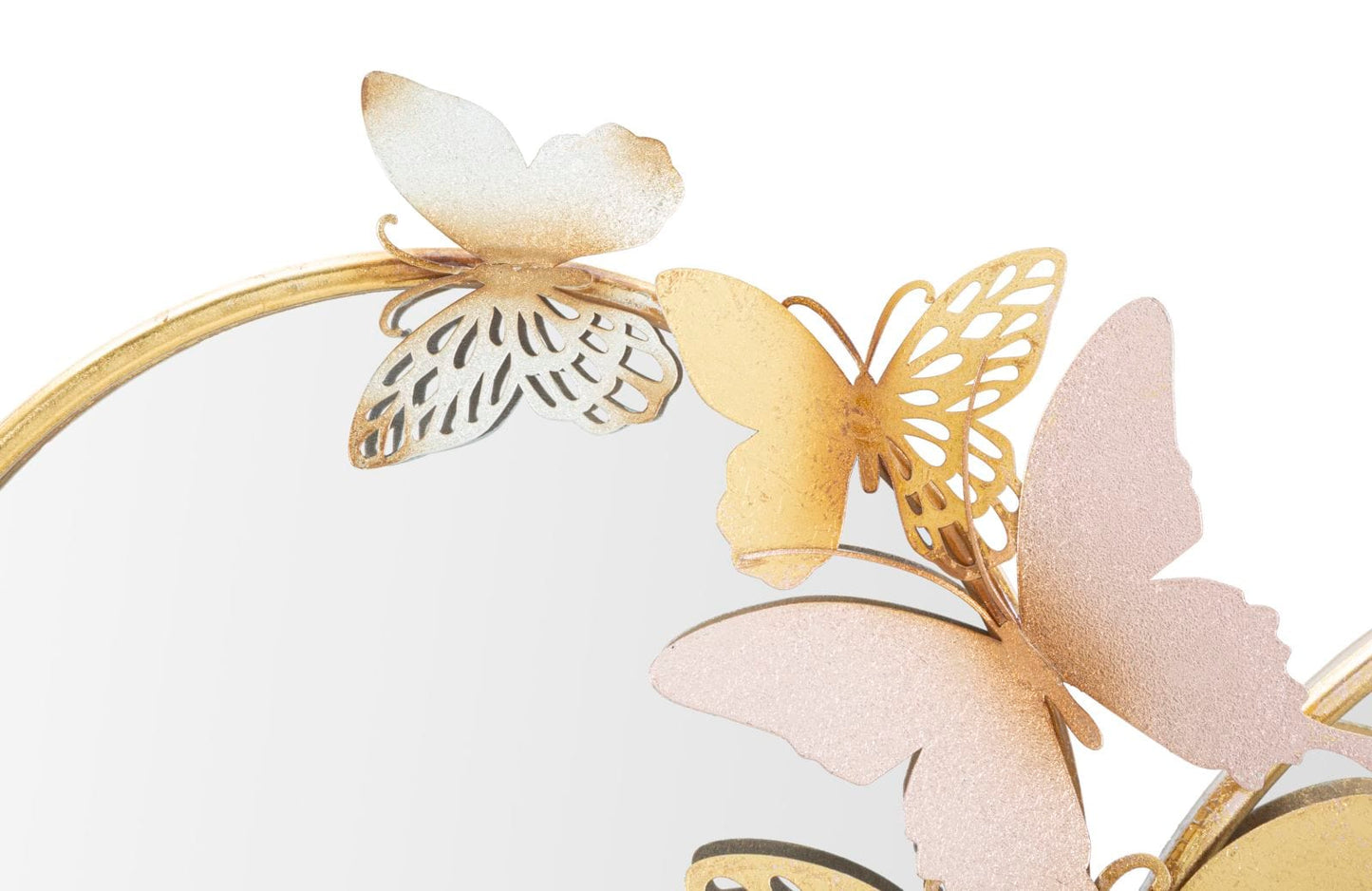Atmosphera Miroir mural double farfalle - Rose/Doré - 81 × 3 × 52,5 cm