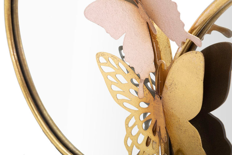 Atmosphera Miroir mural double farfalle - Rose/Doré - 81 × 3 × 52,5 cm