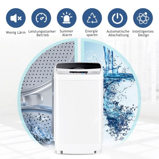 Lave-linge Coast Mini 4,5 kg – Lave-linge à chargement par le haut entièrement automatique avec écran, 50 x 50 x 85 cm – Gris