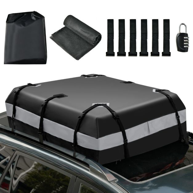 Coast Coffre de toit - PVC - 424L - Antidérapant - Serrure à combinaison incluse - 112 x 86 x 43cm - Noir