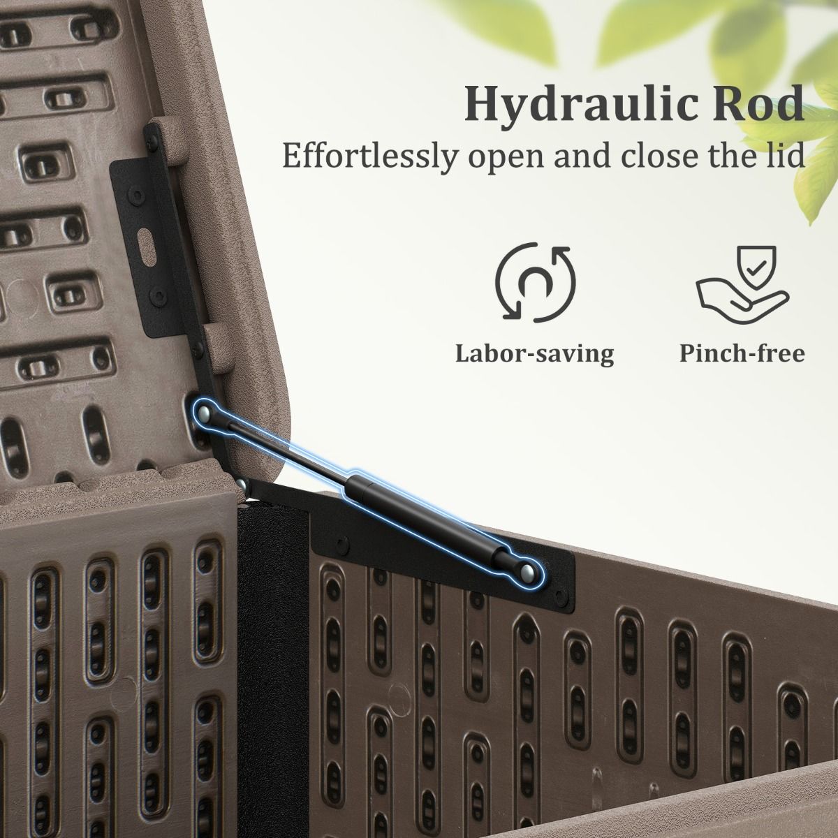 coast Garden Box 378 L - 130x64x59 cm - Boîte à coussins imperméable avec couvercle verrouillable - Marron