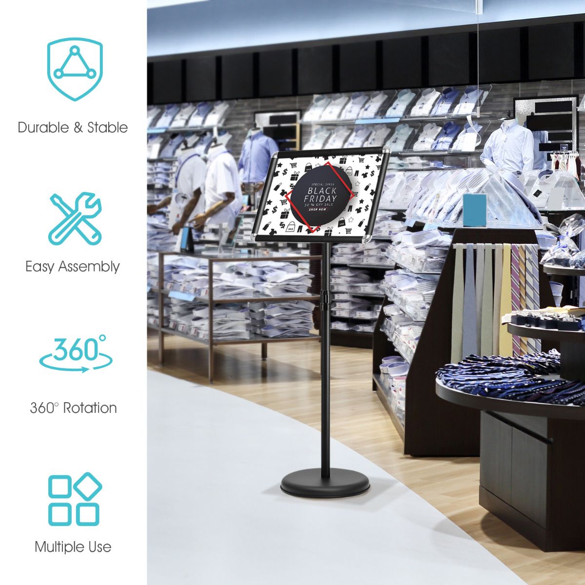 Coast Display standing - Rotatif - 33 x 45 x 134 cm - Noir