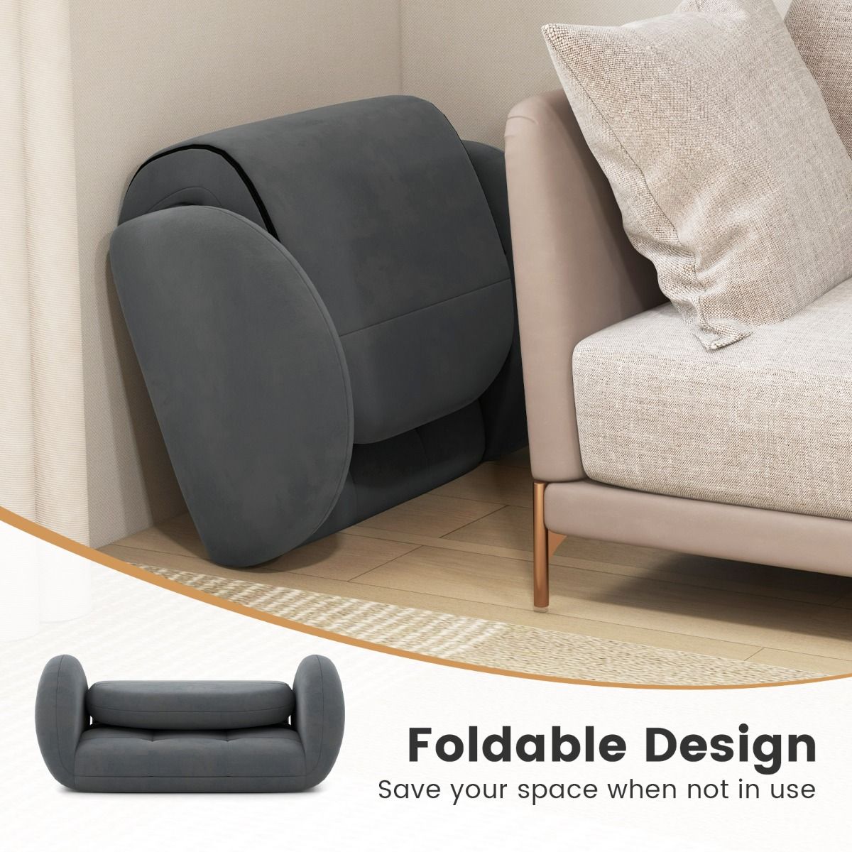 Coast Folding Play Chair for Adults Grey 88-60 x 72 x 40-57 cm - Fauteuil inclinable pour la lecture, le jeu et la méditation