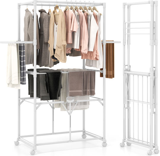 Coast Drying Rack Silver - Panier à linge pliable en aluminium avec roulettes et étagère amovible - 94 x 54 x 174 cm