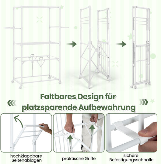 Coast Drying Rack Silver - Panier à linge pliable en aluminium avec roulettes et étagère amovible - 94 x 54 x 174 cm