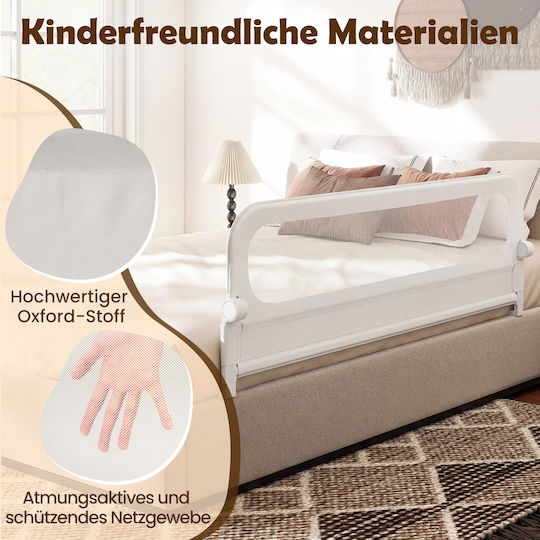 Coast Bed Rail White - Barrière de lit pliable pour enfants avec fenêtre en filet et sangle de fixation - 178 x 36 x 60 cm