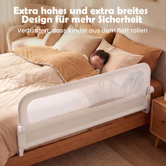 Coast Bed Rail White - Barrière de lit pliable pour enfants avec fenêtre en filet et sangle de fixation - 178 x 36 x 60 cm