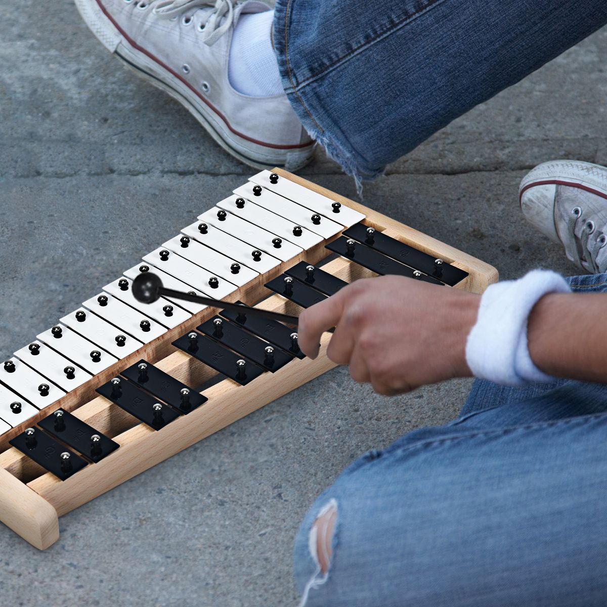 Coast Xylophone 27 Notes - Carillons avec sac de transport et 2 marteaux - 43.5 x 24 x 4 cm - Noir/Blanc