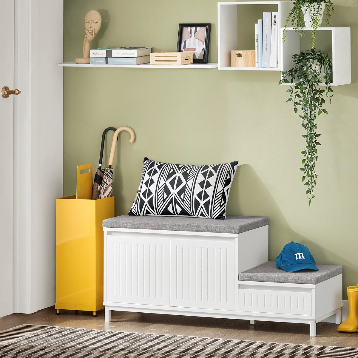 SoBuy FSR172-W Banc à chaussures - Banc de rangement blanc avec siège