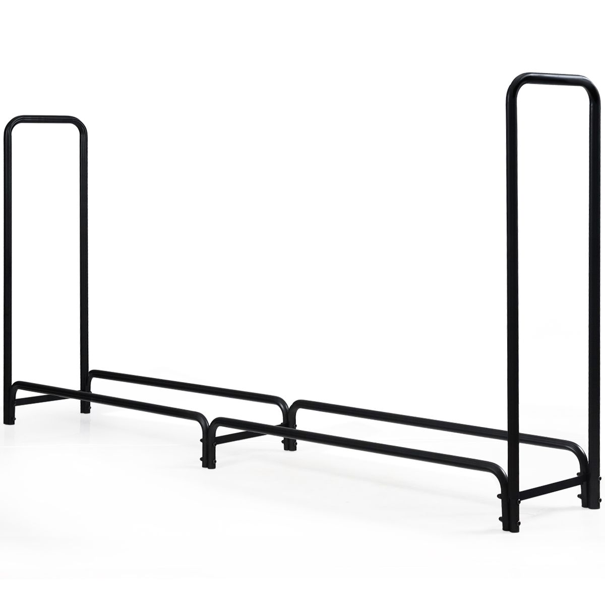 Porte-bois de chauffage Coast avec poignées et socle - Métal - Capacité de charge de 500 kg - 250 x 36 x 122,5 cm - Noir