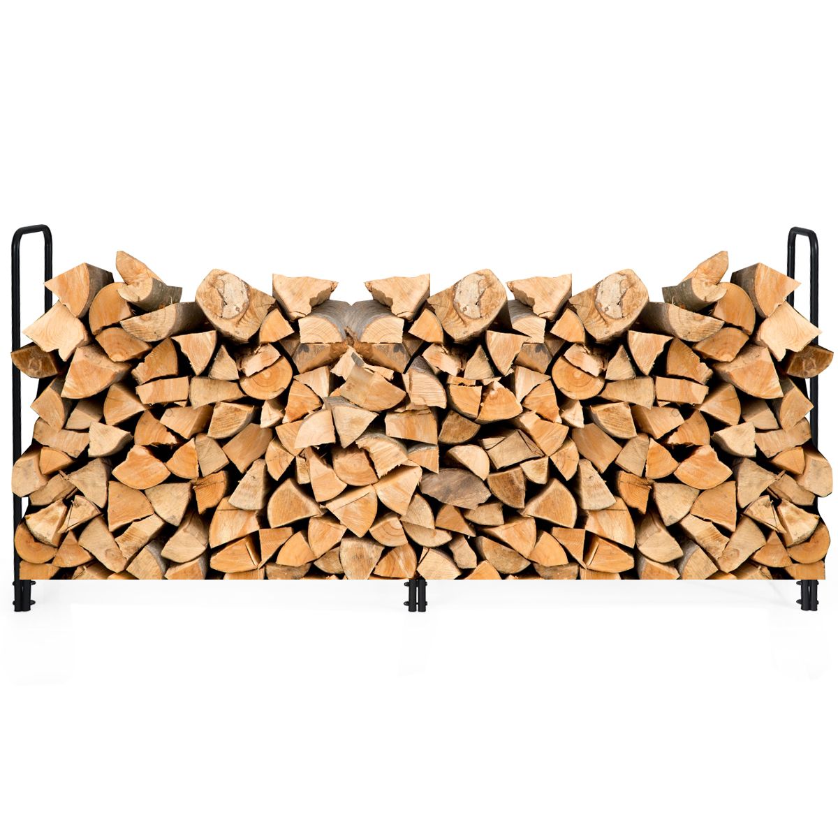 Porte-bois de chauffage Coast avec poignées et socle - Métal - Capacité de charge de 500 kg - 250 x 36 x 122,5 cm - Noir
